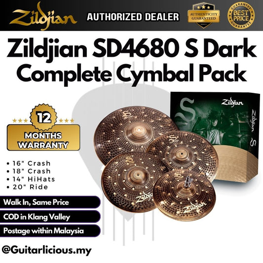 Zildjian SD4680 S Dark Cymbal Pack - 14" Hi-hats, 16" Crash, 18" Crash, 20" Ride ( S-Dark / ZILSD4680 )