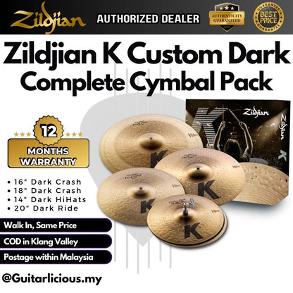 Zildjian K Custom Dark Cymbal Set - 14" Hi-hats, 16" Crash, 18" Crash, 20" Ride ( ZILKCD900 / KCD-900 / K-Custom )