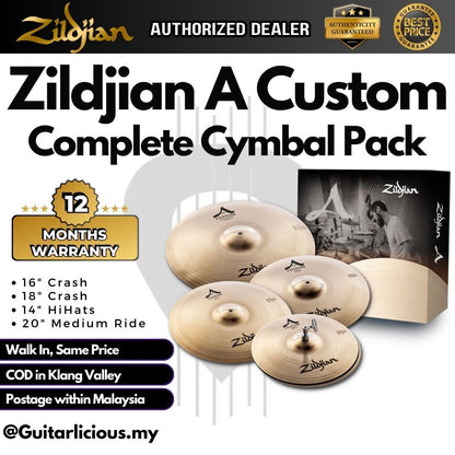 Zildjian A20579-11 A Custom Box Set - 14" Hi-hats, 16" Crash, 18" Crash, 20" Ride ( ZILA20579-11 / LA20579 / A-Custom )