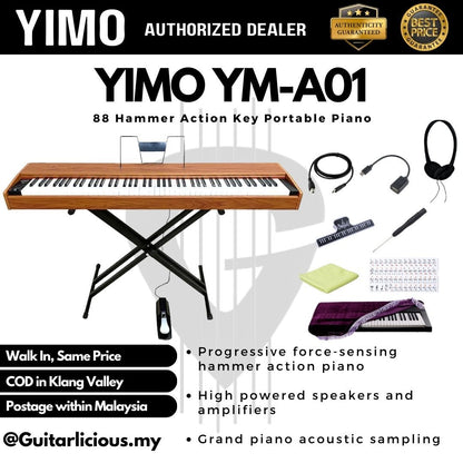 YM-A01 / 88 Keys Portable Digital Grand Piano with Hammer Action Keys with Single Pedals