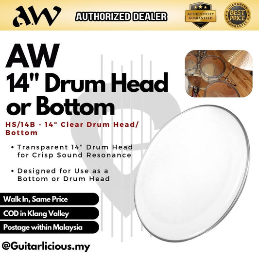 AW 14inch Clear Bottom Drum Head Drum Skin ODS14B ( ODS-14B / ODS 14B)