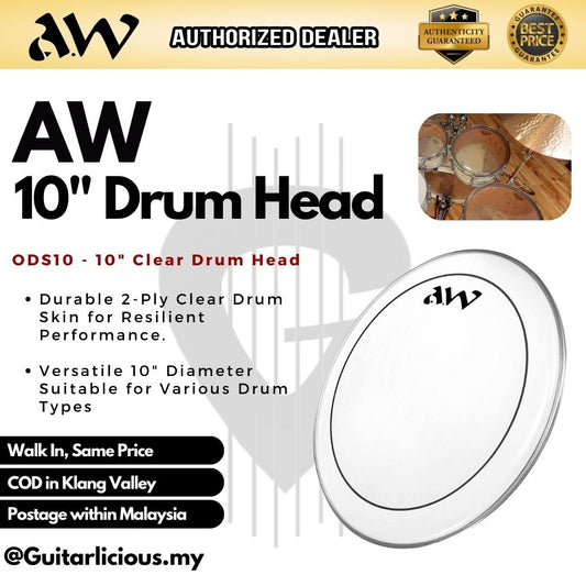 AW 2 ply Clear Drum Skin / Drum Head 10 inch / 12 inch / 13 inch / 14 inch / 16 inch / 20 inch / 22 inch ( ODS )