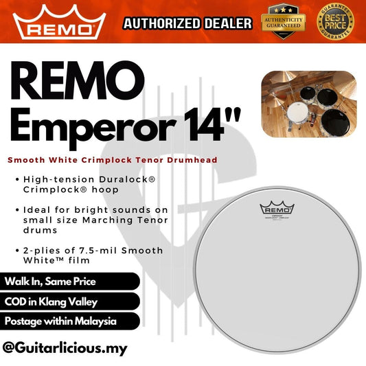 Remo Emperor Smooth White Crimplock Tenor Drumhead / Drum Skin- 14 inch