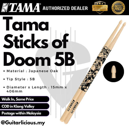 TAMA Sticks of Doom Drumsticks Wood Tip (Size 5)