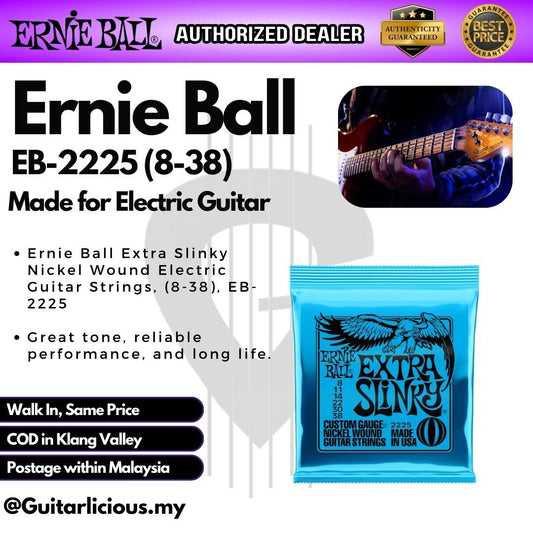 Ernie Ball 2225 Extra Slinky Nickel Wound Electric Guitar Strings - Blue (009-038)