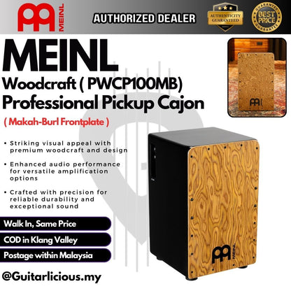 MEINL Percussion PWCP100MB Woodcraft Professional Pickup Cajon, Makah-Burl Frontplate ( PWP-100MB )