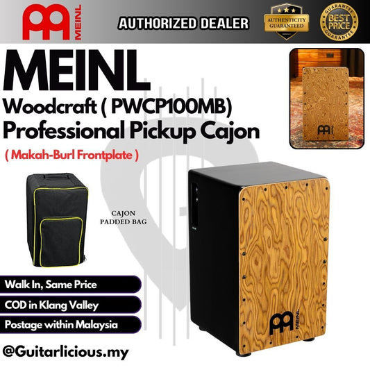 MEINL Percussion PWCP100MB Woodcraft Professional Pickup Cajon, Makah-Burl Frontplate ( PWP-100MB )