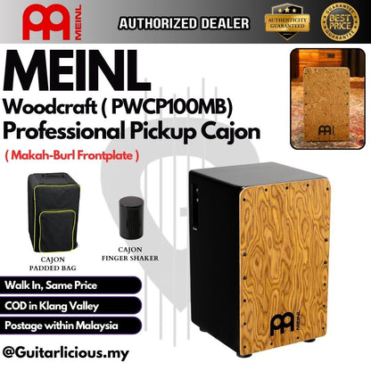 MEINL Percussion PWCP100MB Woodcraft Professional Pickup Cajon, Makah-Burl Frontplate ( PWP-100MB )