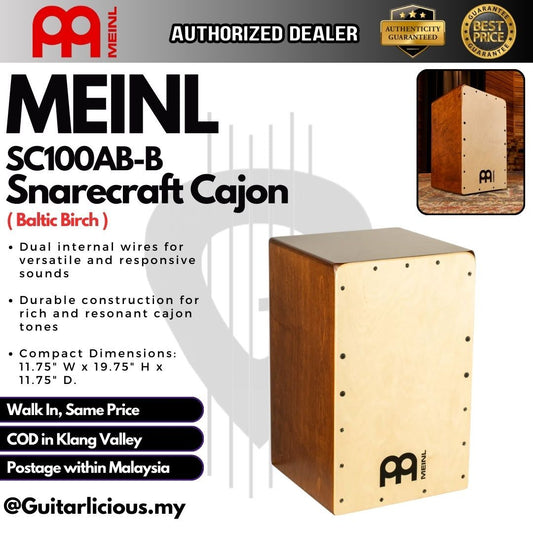 MEINL Percussion SC100AB-B Snarecraft Cajon, Baltic Birch ( SC100ABB / SC 100AB )