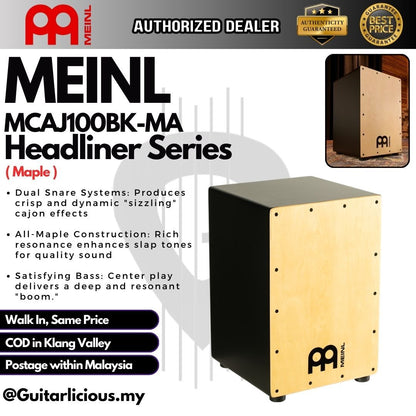 MEINL Percussion MCAJ100BK-MA Headliner Series Snare Cajon, Maple ( MCAJ-100BK-MA )