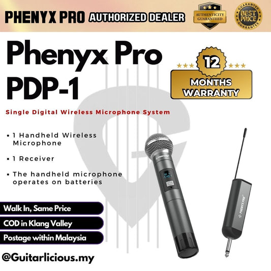 Phenyx Pro PDP-1H Single Digital Wireless Microphone System - 1 Handheld Wireless Microphone & 1 Receiver PDP 1 / PDP1