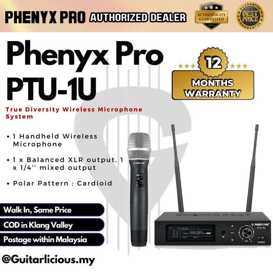 Phenyx Pro PTU-1U True Diversity Wireless Microphone System with 1 Handheld Wireless Microphone ( PTU1U / PTU 1U )