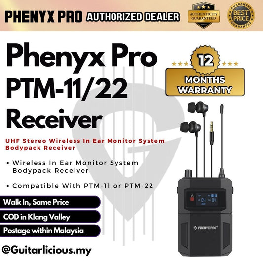 Phenyx Pro UHF MONO Wireless In Ear Monitor System Bodypack Receiver Compatible With PTM-11/22