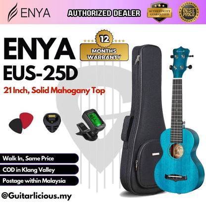 Enya EUS-25D 21 Inch Soprano Ukulele, Solid Mahogany Top with Gig Bag ( ENY-EUS25D / EUS25D / 21" )