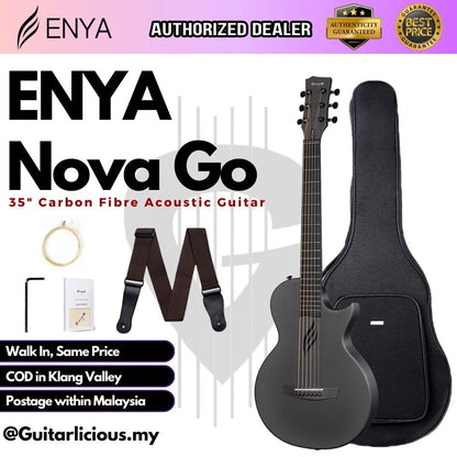 Enya Nova Go 1/2 Size Carbon Fiber Acoustic Guitar Travel Size , BLACK ( NovaGo / Nova-Go / 35 inch )