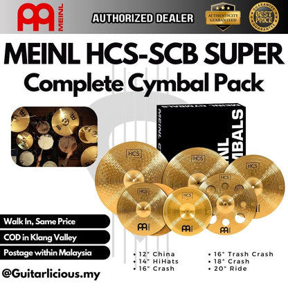 MEINL Cymbals HCS-SCB HCS Super Cymbal Pack (12" China,14" Hi-hat,16" Crash,16" Trash Crash,18" Crash,20" Ride)