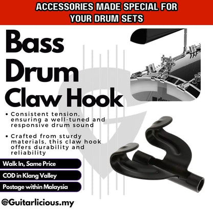 Chrome Bass Drum Claw Hook - BDC-4 / BDC4 (Chrome / Black )