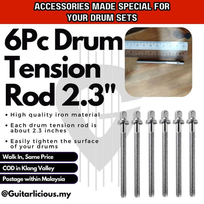 ZSROD Drum Tension Rod / Screw Nuts 2.3 inch / 2.8 inch / 4.0 inch / 4.3 inch (6 piece)