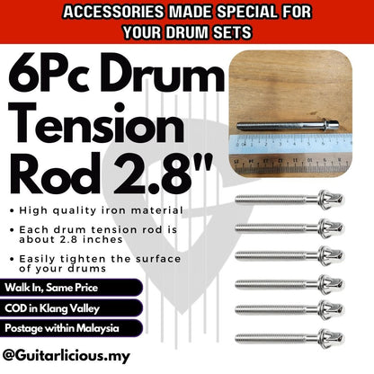 ZSROD Drum Tension Rod / Screw Nuts 2.3 inch / 2.8 inch / 4.0 inch / 4.3 inch (6 piece)