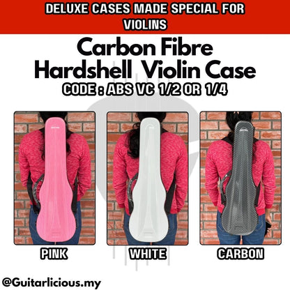 Premium Carbon Fiber Hardshell Violin Case with build in Humidity Meter for 1/2 and 1/4 Violin