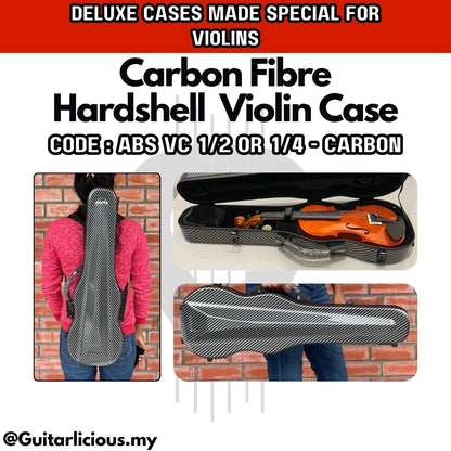 Premium Carbon Fiber Hardshell Violin Case with build in Humidity Meter for 1/2 and 1/4 Violin