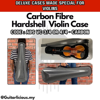 Premium Carbon Fiber Hardshell Violin Case with build in Humidity Meter for 3/4 and 4/4 Violin