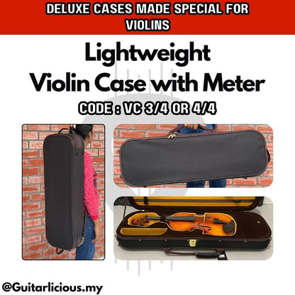 Premium Lightweight Violin Case with build in Humidity Meter for 3/4 and 4/4 Violin ( VC )