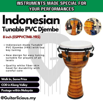 Indonesian Made Tunable PVC Djembe 8 inch ( YRS / ESPPVCTM8-YRS )