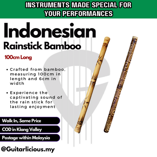 Handmade Bamboo Indonesian Rainstick / Rain Stick 100cm Long