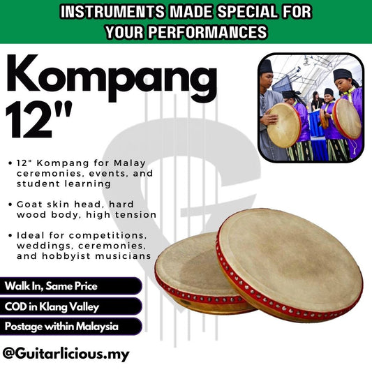 Goat Skin Kompang 10 inch / 12 inch - (EMKP 10" / 12")