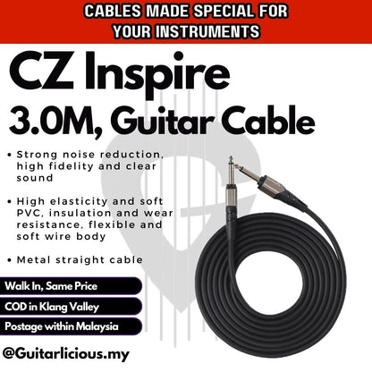 CZ Inspire (Straight) Instrument Cable Wire Cord Music Instruments Noise Reduction - 1.5 / 3 meter ( 5 feet / 10 feet )