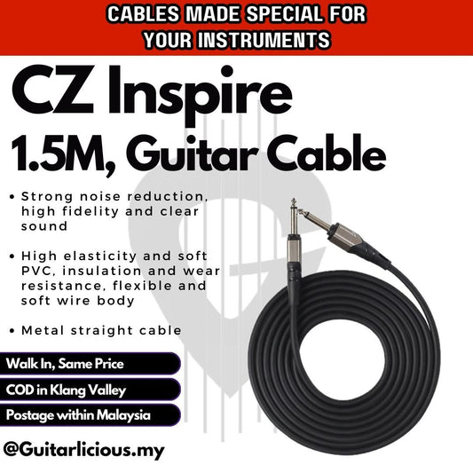 CZ Inspire (Straight) Instrument Cable Wire Cord Music Instruments Noise Reduction - 1.5 / 3 meter ( 5 feet / 10 feet )