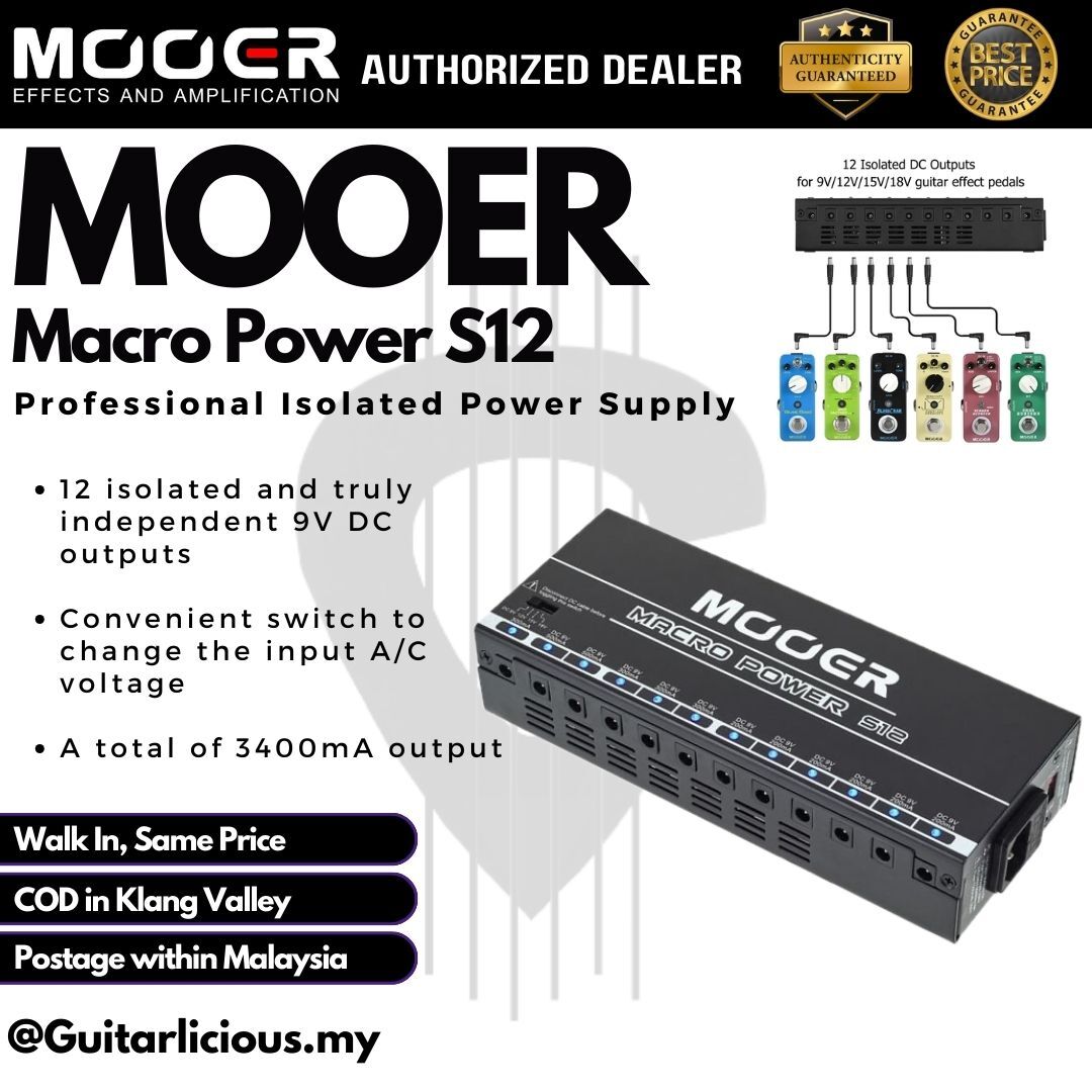 MOOER Macro Power S12, 12 Ports Effects Power Supplies for Guitar