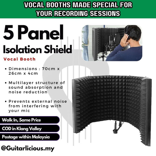 5 Panel Microphone Isolation Shield . Vocal Booth Acoustic Foam (5P-VocalBooth)