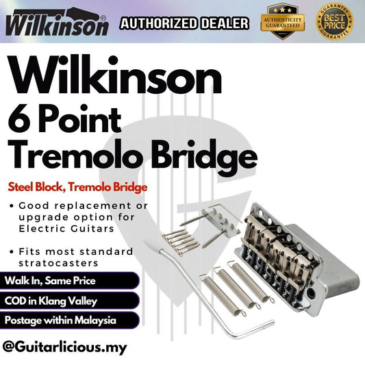 Wilkinson Tremolo System Bridge (6 point) with Steel Block (Chrome - CR) - MX1790CR / MX1790