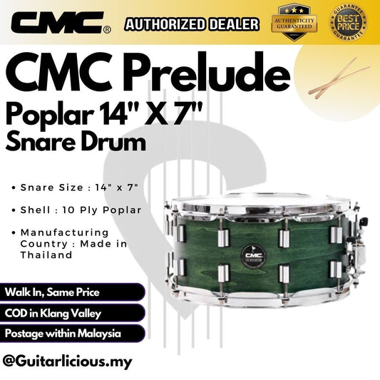 CMC Prelude 10ply Poplar 14" x 7" Snare Drum (Made in Thailand) - Green