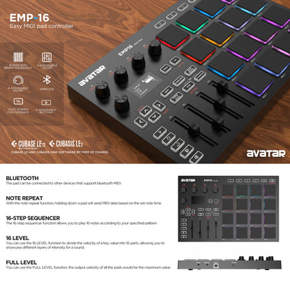 Avatar EMP-16, 16 Step Sequencer MIDI Pad Controller DJ Music Editing ( HXW / EMP16 / EMP 16 )