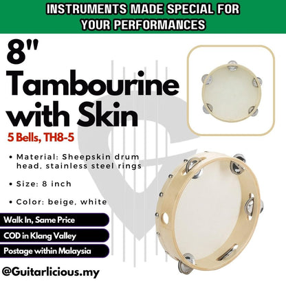 Wooden Tambourine with Skin or Rebana Percussion Instrument in Various Size ( TH6-4 / TH8-5 / TH10-16 )