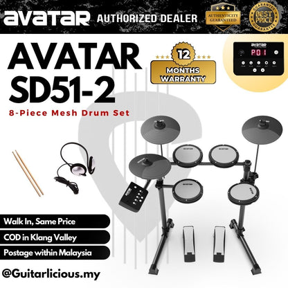 Avatar SD51-2 Junior All Mesh Head Compact Digital Drum Set for Beginners ( SD-51-2 / SD 51 / HXW )