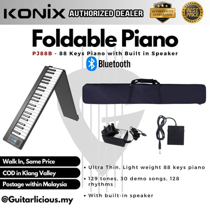 KONIX Foldable 88 Keys Digital Piano with Bluetooth (BT) Built in Speaker & Bag ( PJ88B / PJ88 / PJ-88 / BT )