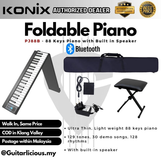 KONIX Foldable 88 Keys Digital Piano with Bluetooth (BT) Built in Speaker & Bag ( PJ88B / PJ88 / PJ-88 / BT )