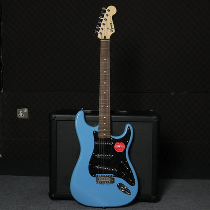 Squier Sonic Stratocaster SSS Electric Guitar with Black Pickguard & Tremolo , Laurel FB - California Blue