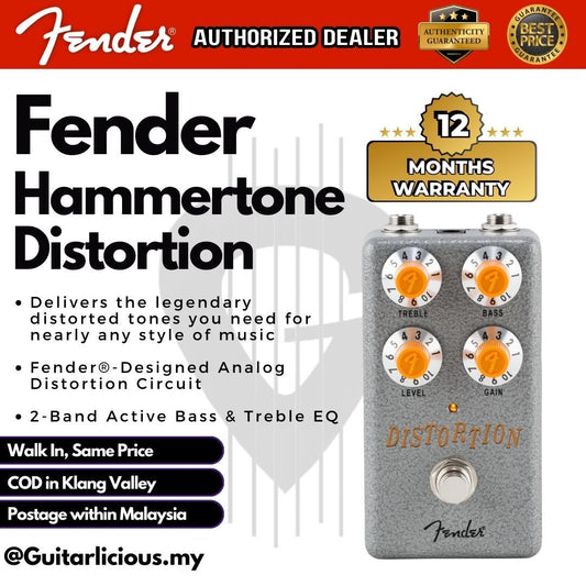 Fender Hammertone Distortion Guitar Effects Pedal ( Treble, Bass , Level , Gain )