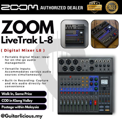 Zoom LiveTrak L-8 – 8 Channel Digital Mixer with Interface ( L8 / L 8 / LiveTrak-8 )