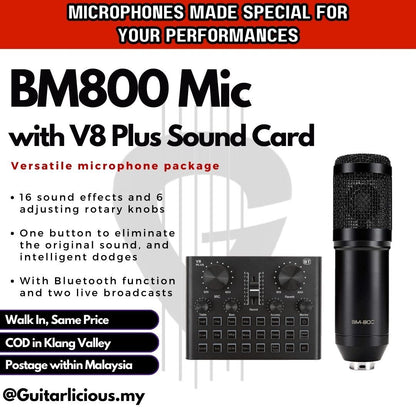 Condenser Microphone with Sound Card (V8 Plus) Package (BM-800-V8 Plus)