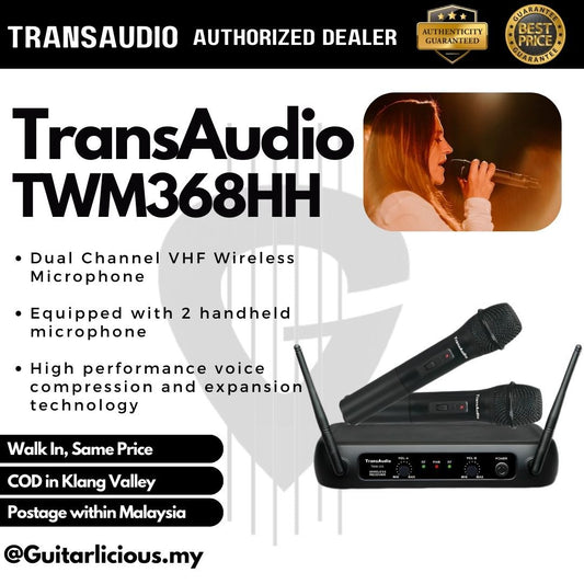 Transaudio TWM-368HH VHF Dual Wireless Microphone Set (2 Handheld Microphones) (TWM368HH)