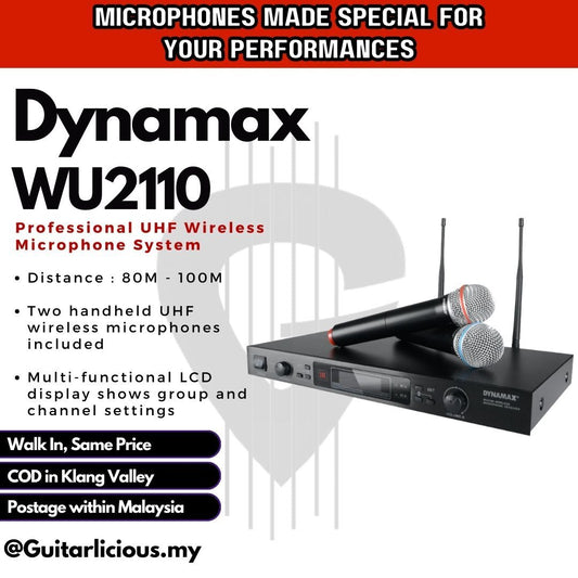 DYNAMAX PHWLDX-WU2110 Professional UHF Wireless Microphone System With 2 Handheld Microphone (WU2110 / WU 2110 )