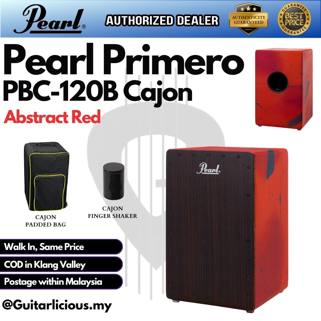 Pearl PBC120B Primero Cajon Music Rhythm Box, Abstract Red