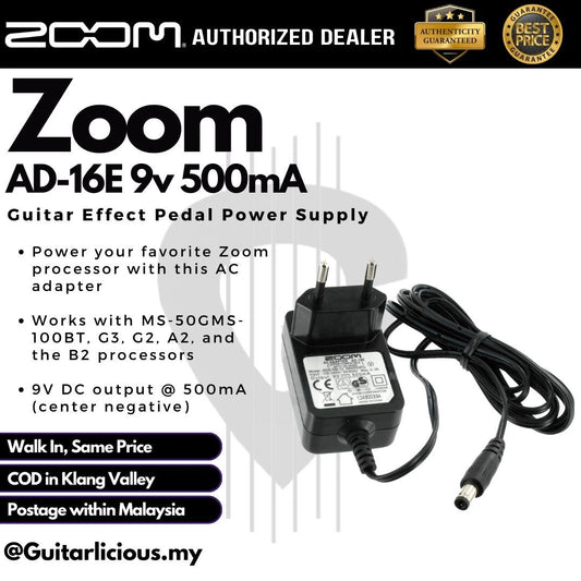 Zoom AD-16E 9v 500mA Guitar Effect Pedal Power Supply ( AD16E / AD 16E ) for ZOOM G2X Four / G2 Four