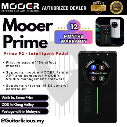 MOOER PRIME P2 Multi-Effects Pedal Processor, Stereo Electric Guitar Pedals & Touch Screen for Performance Practice